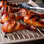 CHEFMADE 17-Inch Baking Sheet Pan, Non-Stick Carbon Steel Rimmed Cookie Sheet Pan for Oven Roasting Meat Bread Jelly Roll Battenberg Pizzas Pastries 12.8" x 17.7" x 1.1" (Champagne Gold)