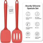 Coukre 2 Pack Silicone Spatula Set, High Heat Resistant, BPA Free Kitchen Spatula, Solid & Slotted Turner for Non-Stick Pans, Sautéing, and Flipping (2, PureRed)