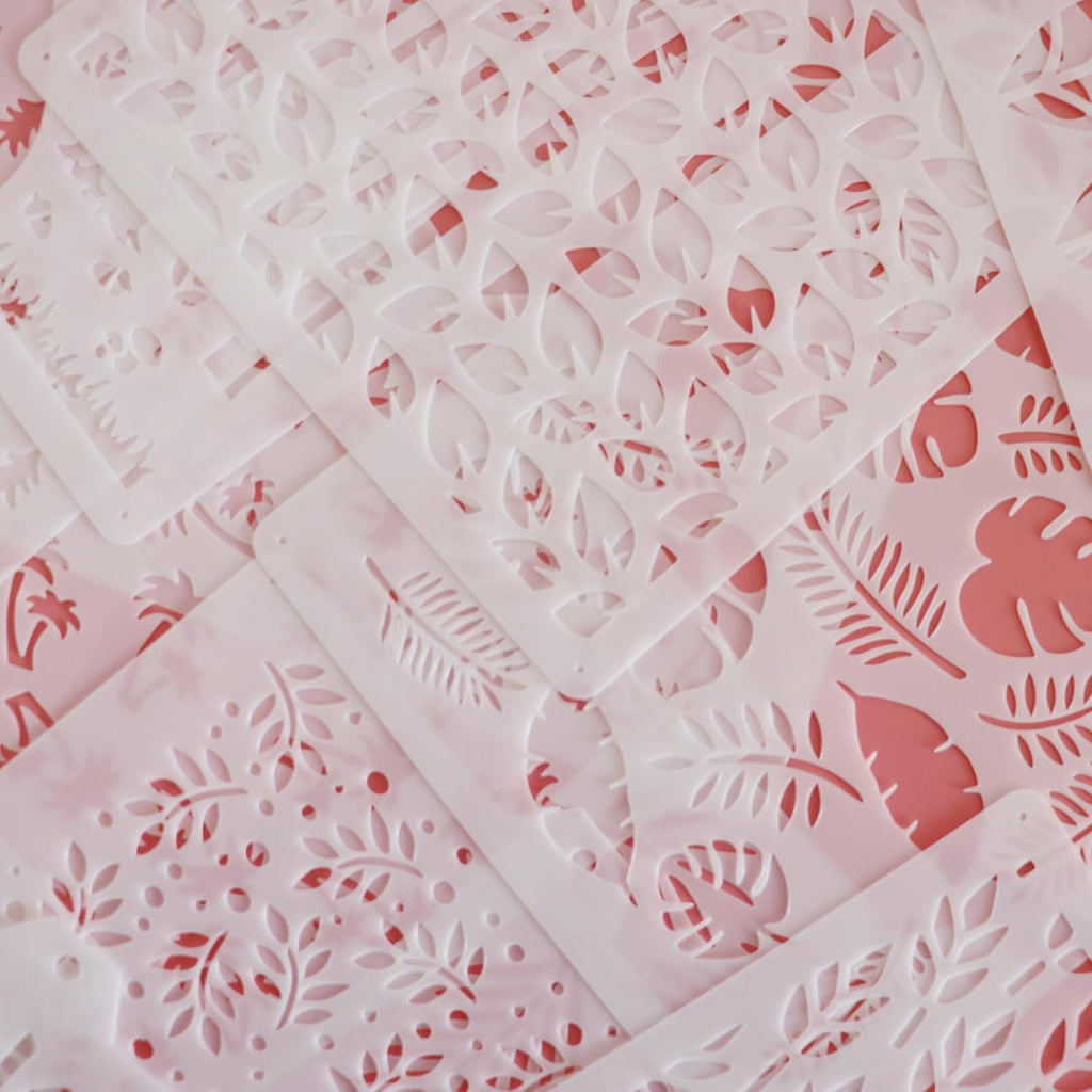 16 Pcs 5.5x5.5in Cookie Stencil Baking Stencils for Royal Icing Cookies, Airbrush Cookies; Sugar Cookie Stencils,Craft Painting Stencil, Stencil Genie Stencils (Leaves)