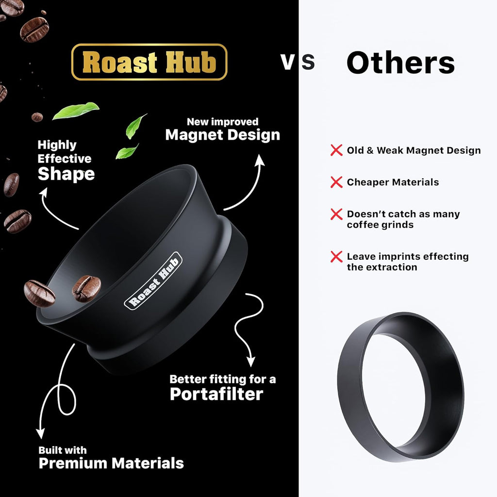 58mm Magnetic Dosing Funnel for Portafilter Espresso Machine ~ High Strength 12 Magnet Design ~ Fits Most Express Coffee Machines ~ Home Barista Espresso Portafilter Adapter ~ UK Brand