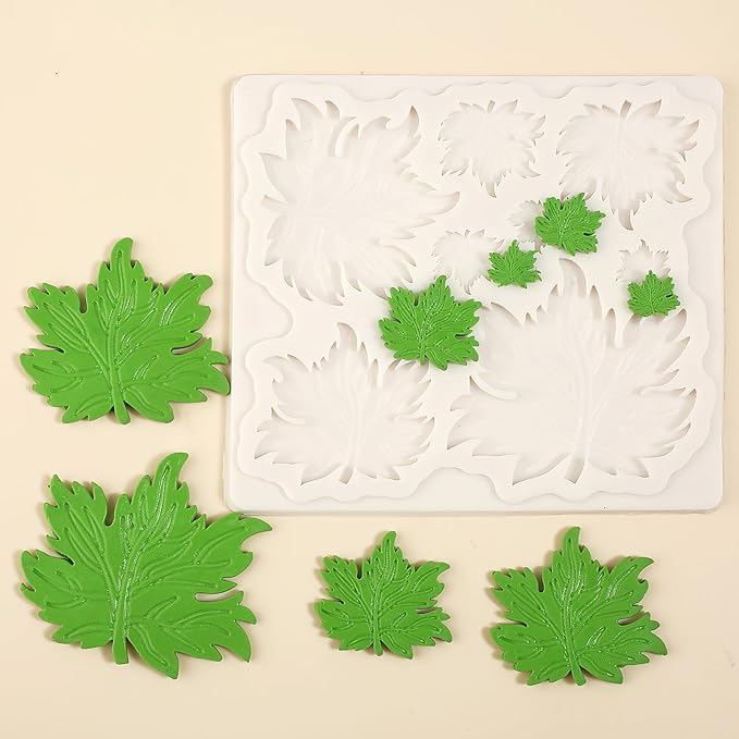 1 Pcs Maple Leaf Fondant Mold, Plant Leaf Chocolate Silicone Molds, for Autumn Theme Party Kitchen Baking Cake Decoration Cupcake Topping Cookie Candy Dough Gum Modeling Clay Keychain UV Resin