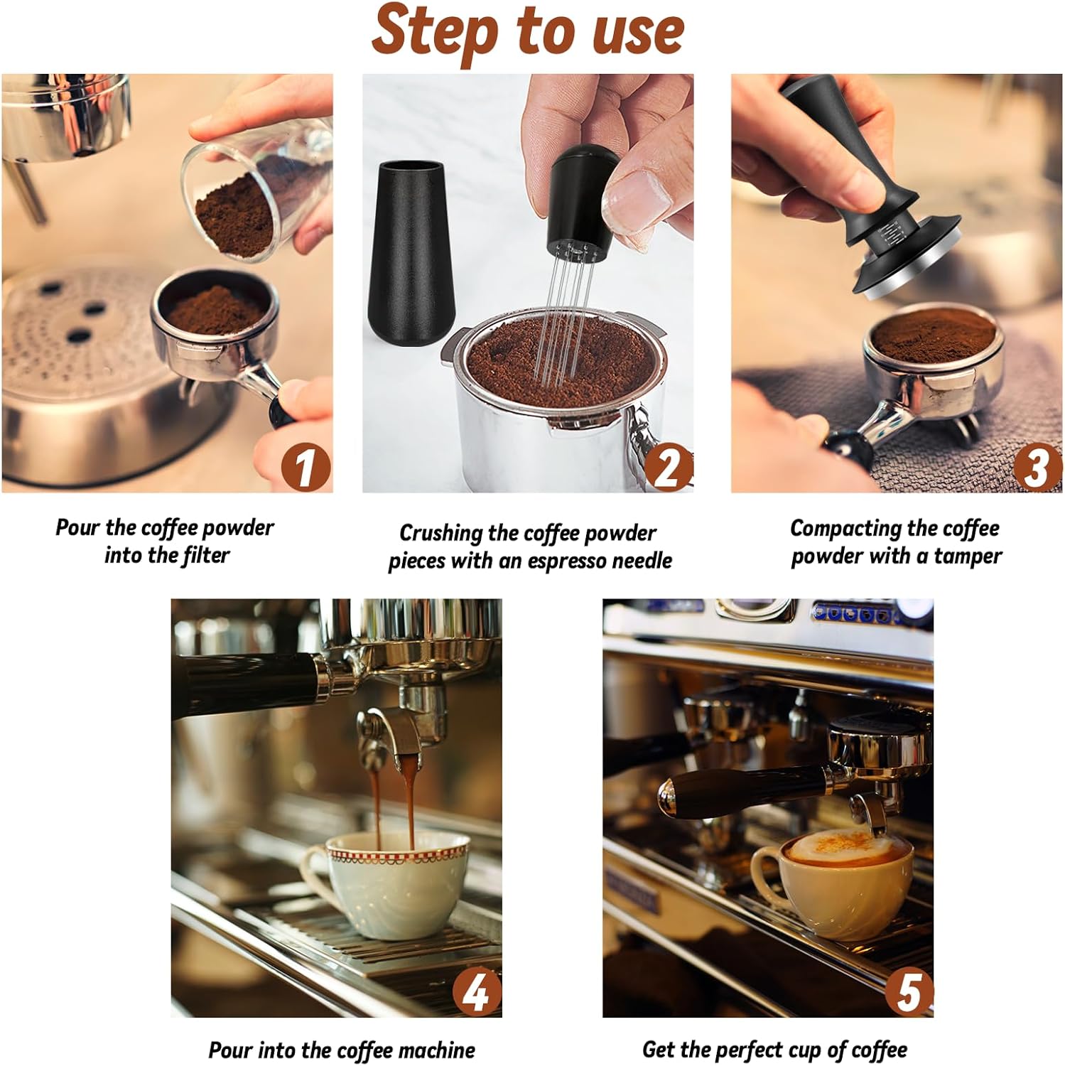 Espresso Hand Tamper 51mm, Coffee Tamper with WDT Tool Calibrated Spring Loaded, Hand Tampers with Silicone Mat, 100% Flat Stainless Steel Base Tamper for Espresso Coffee Machine