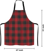 Black and Red Buffalo Plaids Bib Apron with Adjustable Neck for Men Women,Suitable for Home Kitchen Cooking Waitress Chef Grill Bistro Baking Apron