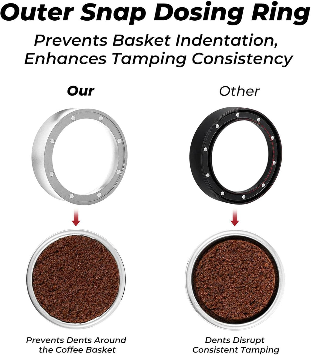 54mm Magnetic Dosing Funnel and Puck Screen Set - Espresso Coffee Dosing Ring - 19mm Anodized Aluminum with 8 Neodymium Magnets Fits 54mm Breville Portafilter (Silver)