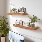 24x8x1.6 inch Floating Shelves Set of 2 – Solid Wood Rustic Oak Wall Mounted Shelf for Kitchen, Bathroom, Living Room