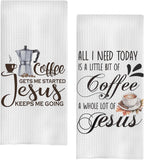 Christian Coffee Kitchen Towels, Decor, Bar Gifts, Dish Towels, 16x24 Inches Set of 2