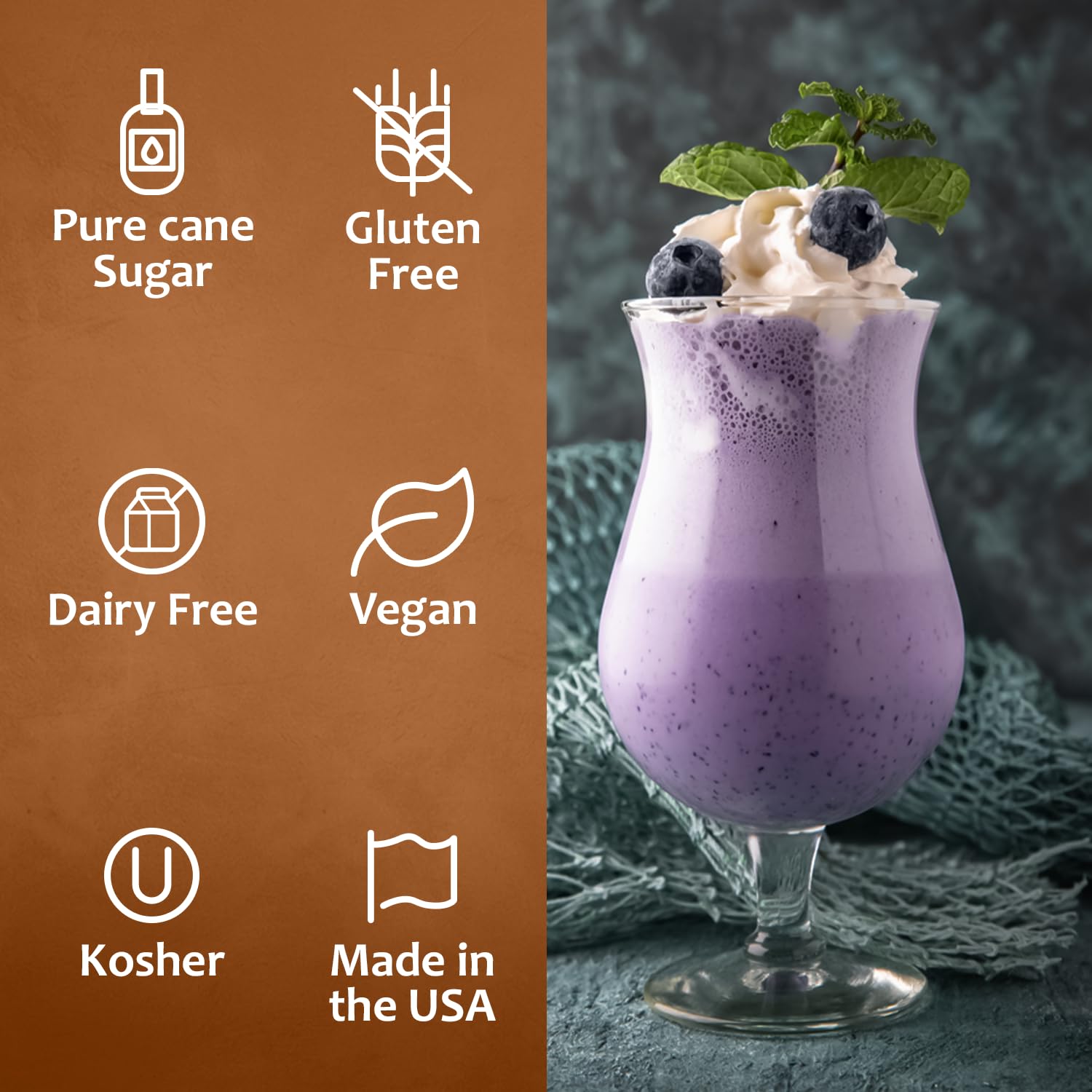 Syruvia BLUNILLA Coffee Syrup Vanilla Blueberry - 25.4 fl oz - Kosher Syrups, Gluten Free, No Coloring, Perfect for Drinks, Soda, Shakes, Desserts, and More.