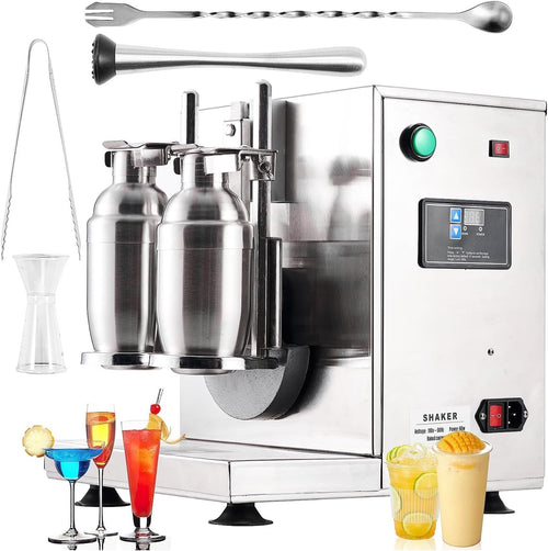 "Automatic Electric Milk Tea Shaking Machine, Double Frame, High Efficiency, Intelligent Control, Stainless Steel, 400r/min, 750ml Cups, Wide Application"