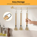 GEEKHOM Grill Basting Mop, Grilling Basting Mops Brushes with Long Wood Handle and Replacement Heads BBQ Sauce Brush for Barbecue Baking Smoking Roasting Steak Cooking, 18+14inch