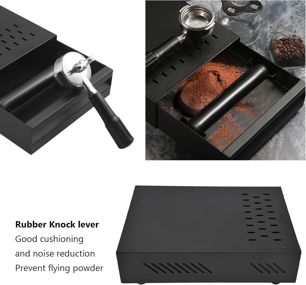 Coffee Knock Drawer, Espresso Knock-Box,Mini Coffee Grounds Dump Bin Grind Waste Bin Professional Stainless Steel with Rubber Handle for Coffee Lovers