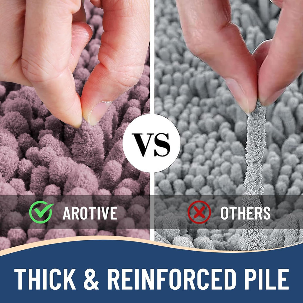 Arotive Luxury Chenille Bathroom Rug Mat, Extra Soft Thick Absorbent Shaggy Bath Rugs, Non-Slip Machine Wash Dry, Plush Bath Mats for Bathroom, Shower and Tub, 36x24, Deep Plum