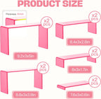 Goabroa Acrylic Display Risers, 2 Sets 10 Pcs Perfume Stand Organizer, Rectangular Riser Shelves for Figures, Cupcake, perfume display, Wine Glass and Handbag display，Transparent Pink