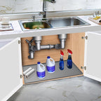 Under Sink Mat for Kitchen Waterproof, 31" x 19" Silicone Under Sink Liner Kitchen & Bathroom Cabinet Protector Mats, Heavy Duty Flexible Under Sink Drip Tray with Lip, Cool Grey