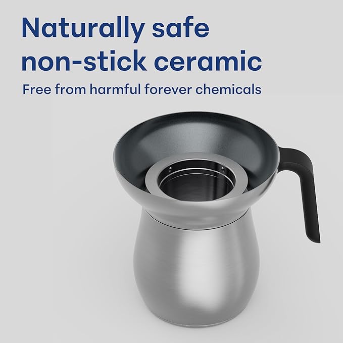 Loka Chai Maker for Authentic Masala Chai & Chai Latte | Easy Clean Stainless Steel Stovetop Tea Maker with Innovative Chai Fountain | Non-Stick Ceramic, 20oz (3 Cups) - (Stainless Steel Strainer)