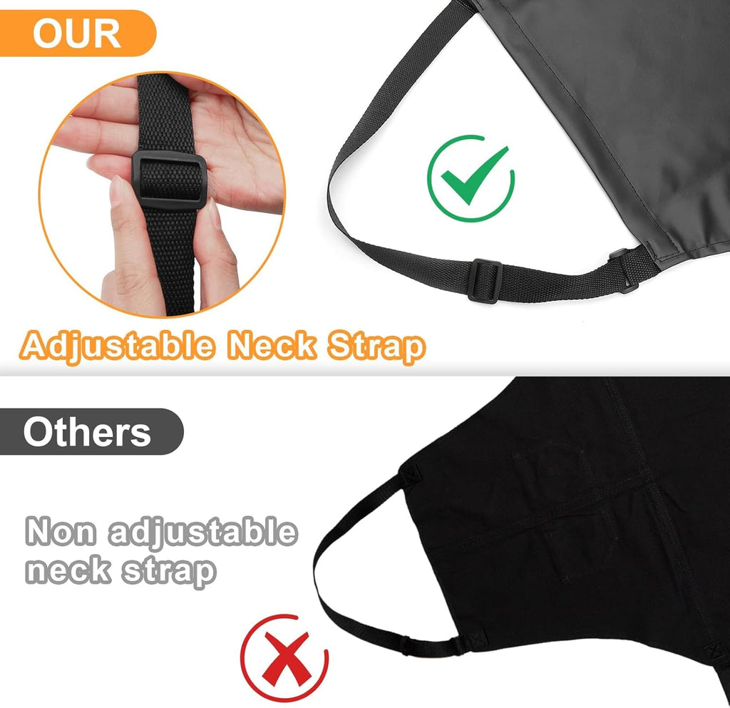 8 Pack Waterproof Rubber Vinyl Apron 40 Inch Chef Aprons for Men Heavy Duty Chemical Work Apron Extra Long Grilling Aprons with Adjustable Bib Apron for Dishwashing Lab Butcher Cooking Kitchen Black