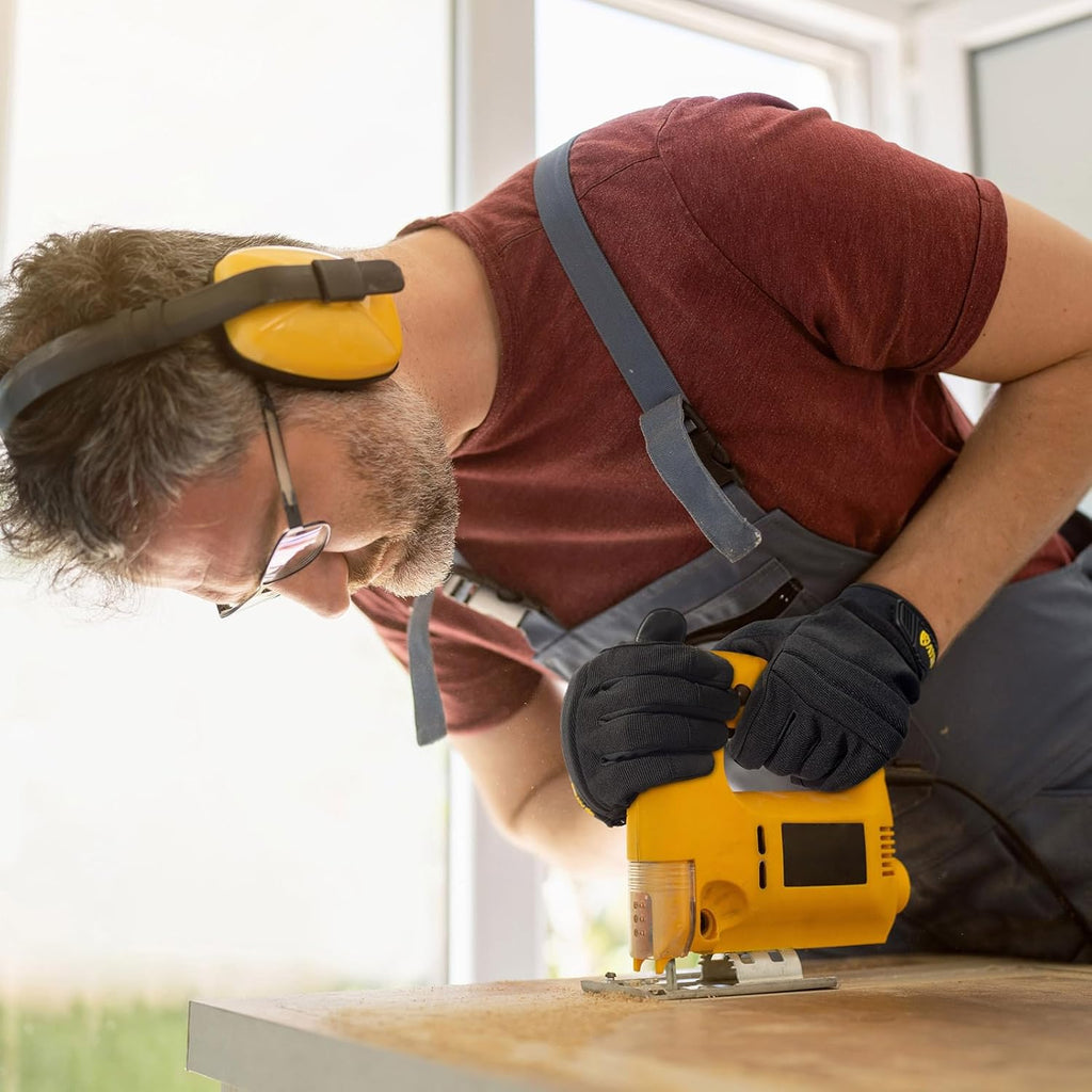 KAYGO Work Gloves For Men, KG125M Mechanic Utility Work Gloves for All Purpose, Excellent Grip, Heavy Duty, Improved Dexterity, Touch Screen,Black，XL