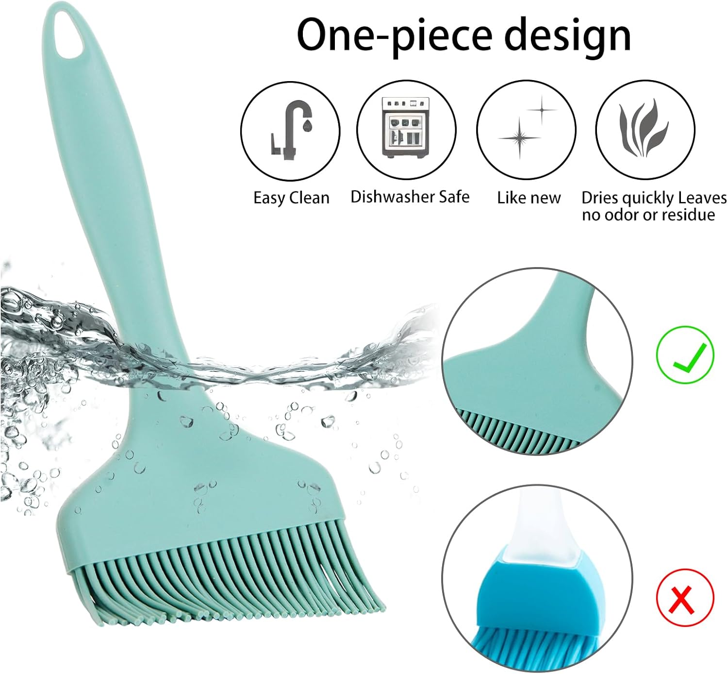 4PCS Silicone Pastry Brush, 8.2 in Heat Resistant Baking Silicon Brush, Food Brushes for Cooking, Perfect for Baking, Pastries, Grilling, Spreading Oil, BBQ Sauce, BPA Free, Dishwasher Safe