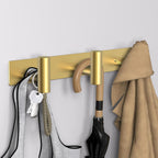 VAEHOLD Hat and Coat Wall Mount Rack - Hooks for Robes, Bags, Keys, and Towels - Bathroom Towel Hanger Organizer (Gold, “T“ Shape 3 Hooks 1 Pack)