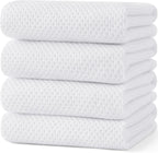 Kitinjoy 100% Cotton Waffle Weave Kitchen Towels, 4-Pack Super Soft and Absorbent Dish Towel for Drying Dishes, Kitchen Hand Towels, 20 in x 28 in, White