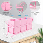 Metal Silverware Caddy,3 Compartment Utensil Holder With Metal Rack,Utensil Caddy Flatware Cutlery Organizer for Countertop Party Picnic Camping Outdoor Pink