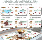 Dish Drying Mat 16" X 24", Super Absorbent & Cuttable Coffee Mats for Countertop, Kitchen Counter Mat Fits Under Coffee Maker or Machine, Hide Stain Drying Pad for Dish Drying Rack, Coffee and Sweets