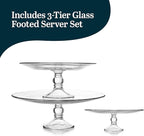 Libbey Selene 3 Tier Serving Stand Set, Elegant, Curvy Style Glass Dessert Stand, Dishwasher Safe 3 Tiered Dessert Stand for Fruit and Candy bowls