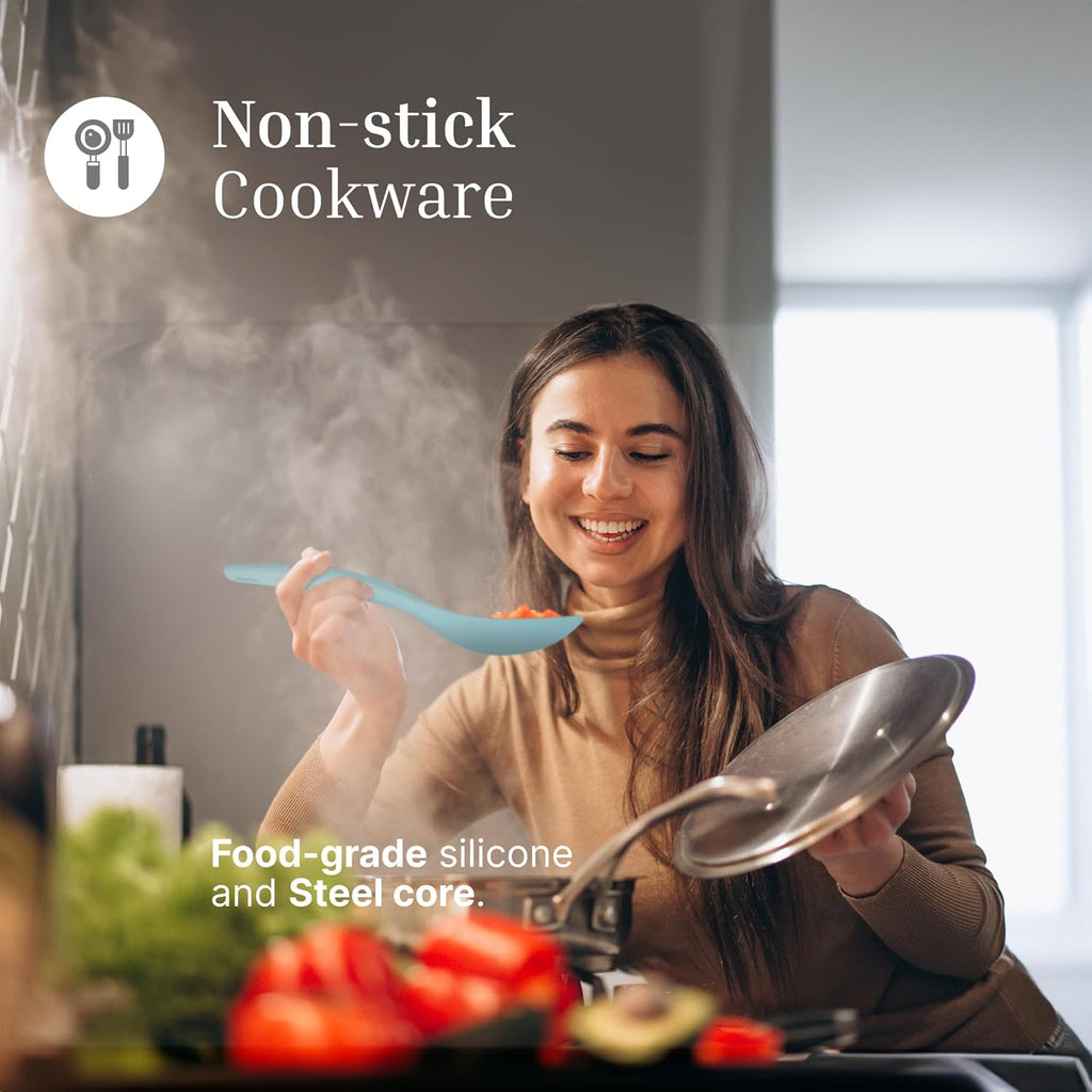 3 Pcs Colorful Silicone Rice Paddle, Heat Resistant Non-Stick Rice Spoon Spatula with Comfortable Handle for Cooking and Serving Mashed Potatoes, Scrambled Eggs, Sticky Bread Pudding