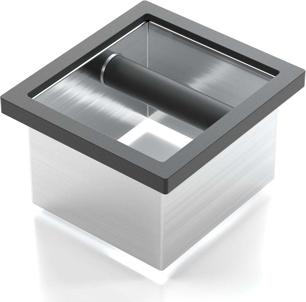 Bottomless Coffee Knock Box, Stainless Steel Espresso Knock Box Chute for Coffee Grounds, Counter Mounted Knock Box, Open Bottom Countertop Knock Box for Commercial Coffee Shop Office Home