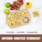 Nonstick 6 Cup Standard Muffin Pan, Cupcake Pan Set, Muffin Tins for Oven, 2 Pack, Gold