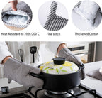 4Pcs Oven Mitts and Pot Holders, Heat Resistant Oven Mitts Set with Pothholder,Heat Resistant Microwave Gloves Safe for Baking,Cooking, BBQ
