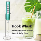 Milk Frother with Stand-Rechargeable Handheld Coffee Frother with 3 Stainless Whisks 3 Speed Adjustable, Electric Whisk Drink Mixer, Foam Maker Blender for Matcha Latte Cappuccino Chocolate