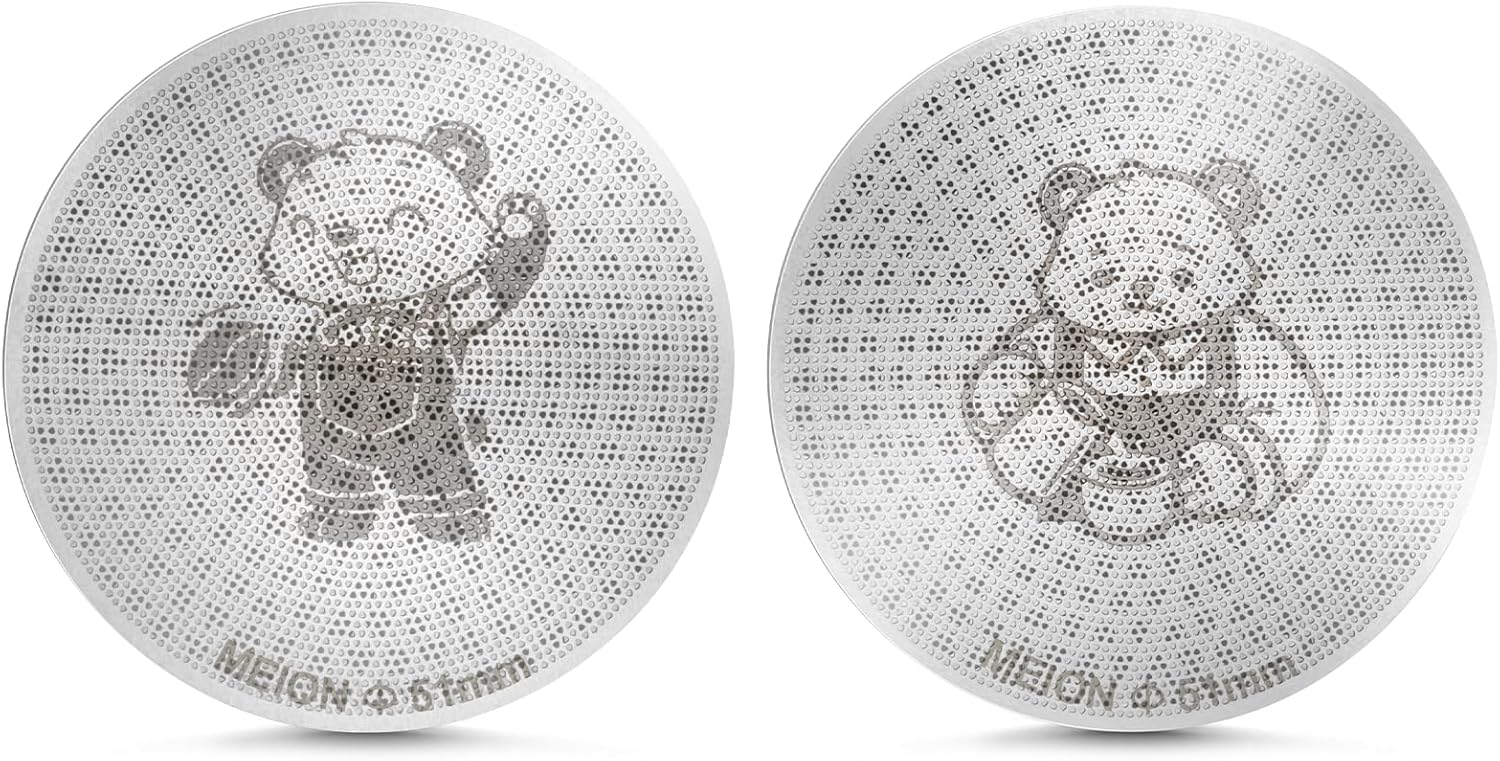 MEION 51mm Espresso Puck Screen-2 Pack 0.8mm Thickness Espresso Filter Screen, Reusable Metal Coffee Filter for Bottomless Portafilter Basket 51mm, Stainless Steel Coffee Puck Screen