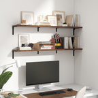 Fun Memories Deep Floating Shelves, 48W x 8D Floating Shelves Set of 2, Wall Mounted Shelf with Metal Brackets, Rustic Wood Wall Shelf for Bathroom, Kitchen and Living Room, Rustic Brown