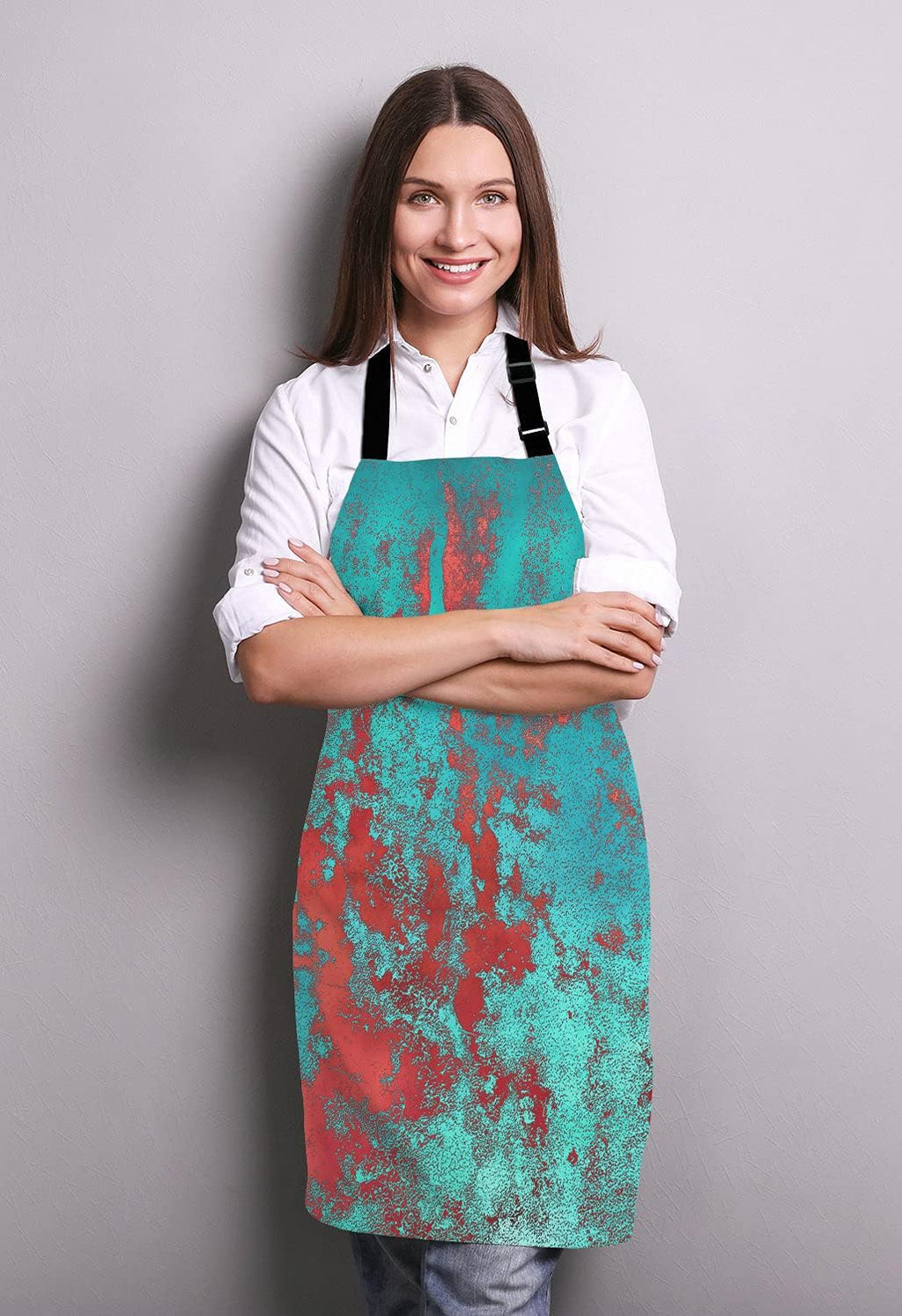 Red and Turquoise Apron, Funny Baking Apron Blood Splatter Novelty Cooking Chef Present For Men Womens Baking Present Full BBQ Grilling Kitchen Apron