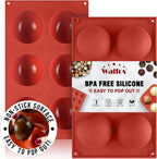 Large 6-Cavity Semi Sphere Silicone Mold, Half Sphere Silicone Baking Molds for Making Chocolate, Cake, Jelly, Dome Mousse (2 Packs)