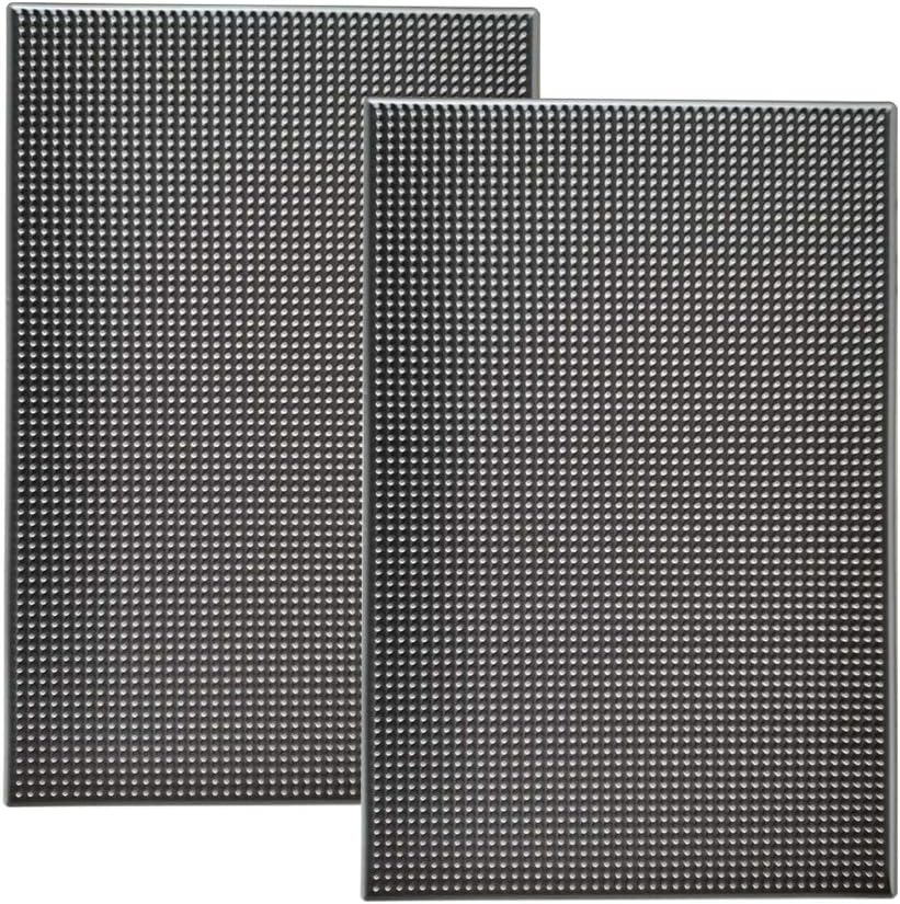 17.7" x 11.8" Rubber Bar Mats, Non-Slip and Anti-Spill Non-Toxic Soft Rubber Mats, Coffee Bars, Bars, Restaurants and Barbers Service Mats, Gray, 2Pack