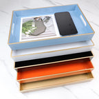 Spsyrine Orange Bathroom Vanity Tray with Handles for Dresser Tops, Countertop, Perfume Decorative Tray, 11.8” * 7.87” *1.37”