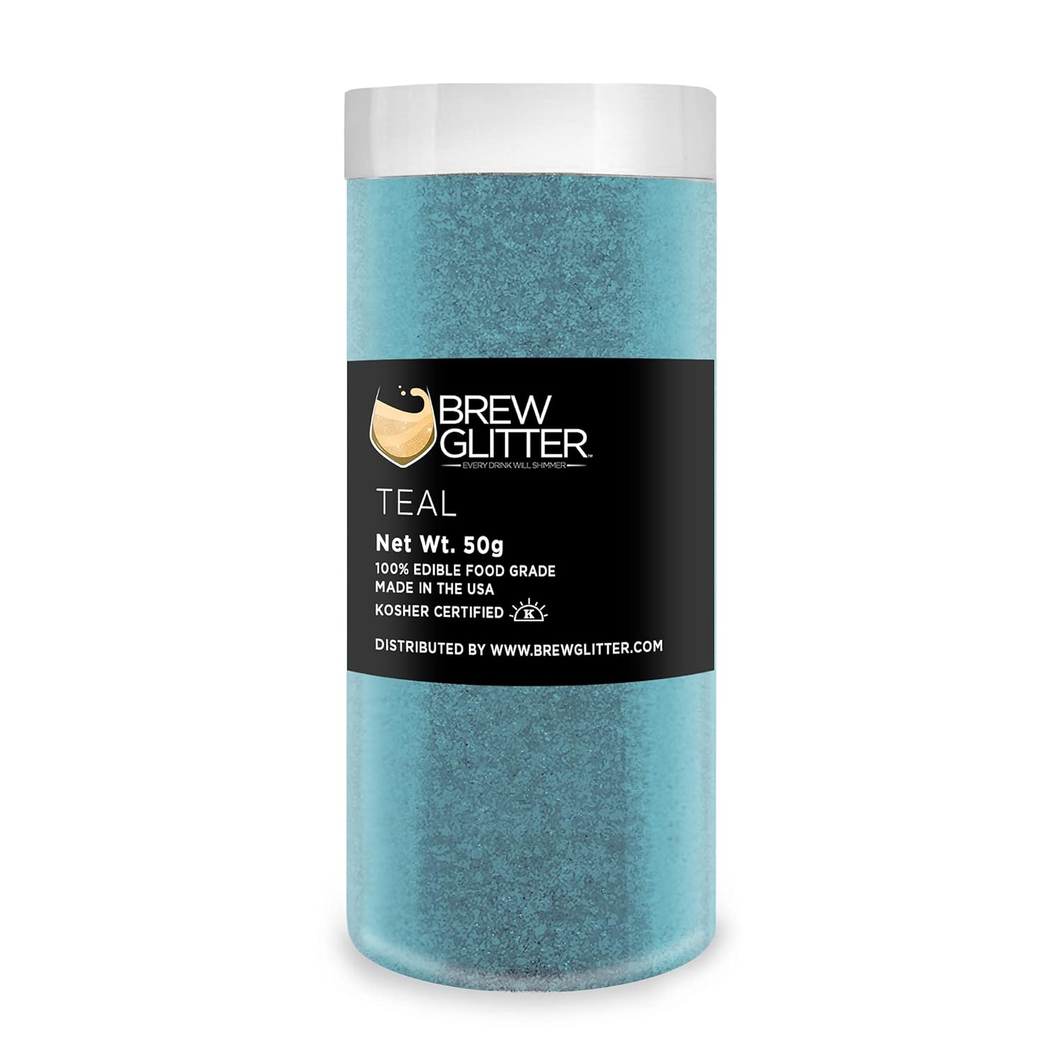 Teal BREW GLITTER Edible Glitter For Drinks, Cocktails, Beer, Garnish Glitter & Beverages | KOSHER & HALAL Certified | 100% Edible & Food Grade | Vegan, Gluten, Nut Free (50g, Teal)