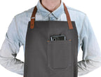 Professional Chef Apron for Men Women with Pockets, Bib Apron for Cooking Kitchen Grill BBQ, with Towel Loop and Adjustable Neck Strap (Dark Grey)