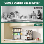 EsLuker.ly Coffee Mug Holder Cup Tree Rack for Countertop, 2 Tier Rustic Wood Coffee Bar Station Organizer Narrow Display Stand for Kitchen Office, Hold 14 Mugs with Sturdy Base, Free Up Counter Space