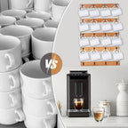 Wall Mounted Coffee Mug Holder, Large 5 Tier Shelf with 20 Hooks for Cups, Rustic Wooden Display Rack for Kitchens, Homes and Bars (Bamboo) ﻿