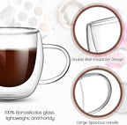 Gerrii Espresso Cups Double Walled Espresso Shot Glass with Handle Cups Insulated Clear Small Shot Glasses for Cappuccino Latte Hot Beverage(20 Pcs,2.5 oz)