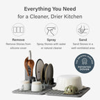 Dorai Home Collapsible Dish Drying Rack and Stone Dish Pad – Large Foldable Drying Rack with Instant - Dry Stone Mat –Space-Saving Drainer Rack for Kitchen Counter - 24.6" x 16.5", Slate