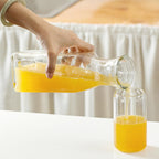 35 Oz Square Glass Carafe with Bamboo Lid, Beverage Dispensers,Mimosa Bar Supplies,Clear Glass Pitcher with Name Labels for Iced Tea,Coffee,Juice(Pack of 2)