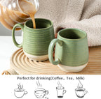 Hasense Large Coffee Mugs, Ceramic Tea Cups with Comfortable Handle Set of 2, Perfect for Milk, Latte, Hot Cocoa, Dishwasher and Microwave Safe, Green