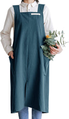 HANEE Cotton Aprons for Women and Men | Cross-Back Apron with Pockets