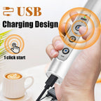 Nahida Silver Milk Frother Wand for Coffee, Frother Handheld Rechargeable Electric Whisk with 3 Heads 3 Speeds Drink Mixer Coffee Frother Foam Maker For Latte, Cappuccino, Hot Chocolate, Egg