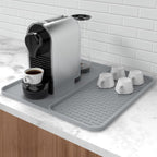 Silicone Coffee Mat,16'' x 16'' Coffee Bar Mat with Detachable Dish Drying Mat for Kitchen Countertops,Coffee Bar Accessories Fit Under Coffee Maker Coffee Machine Espresso Machine Dish Rack