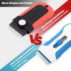 Gomake Razor Blade Scraper Tool with Blade Storage Container, Glass Cooktop Stove Scraper with 10PCS Stainless Steel Blades for Glass Clean,Paint,Old Label,Decal Sticker,Adhesive Remover