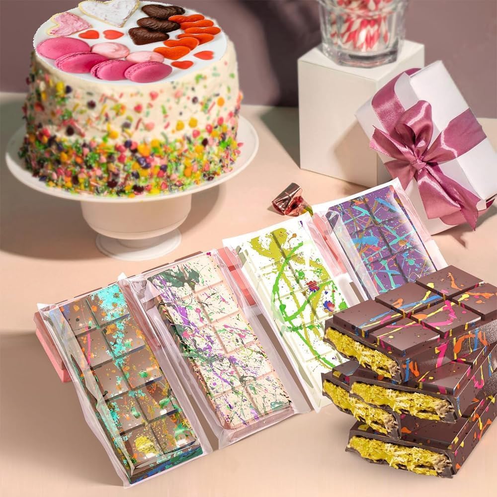 Chocolate Bar Mold,Dubai Chocolate Molds and Scraper for Stuffed Bar,Deep Large and Thick Chocolate Candy Bar Mold for Filling Knafeh Pistachio Kit